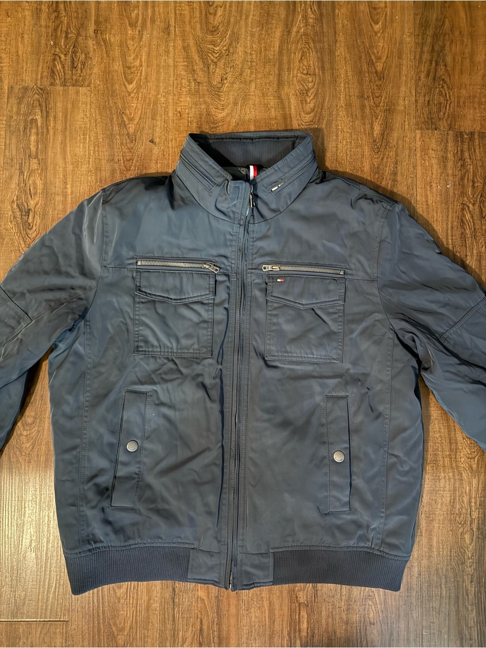 Men's Navy Utility Zip Bomber Jacket - Tommy Hilfiger